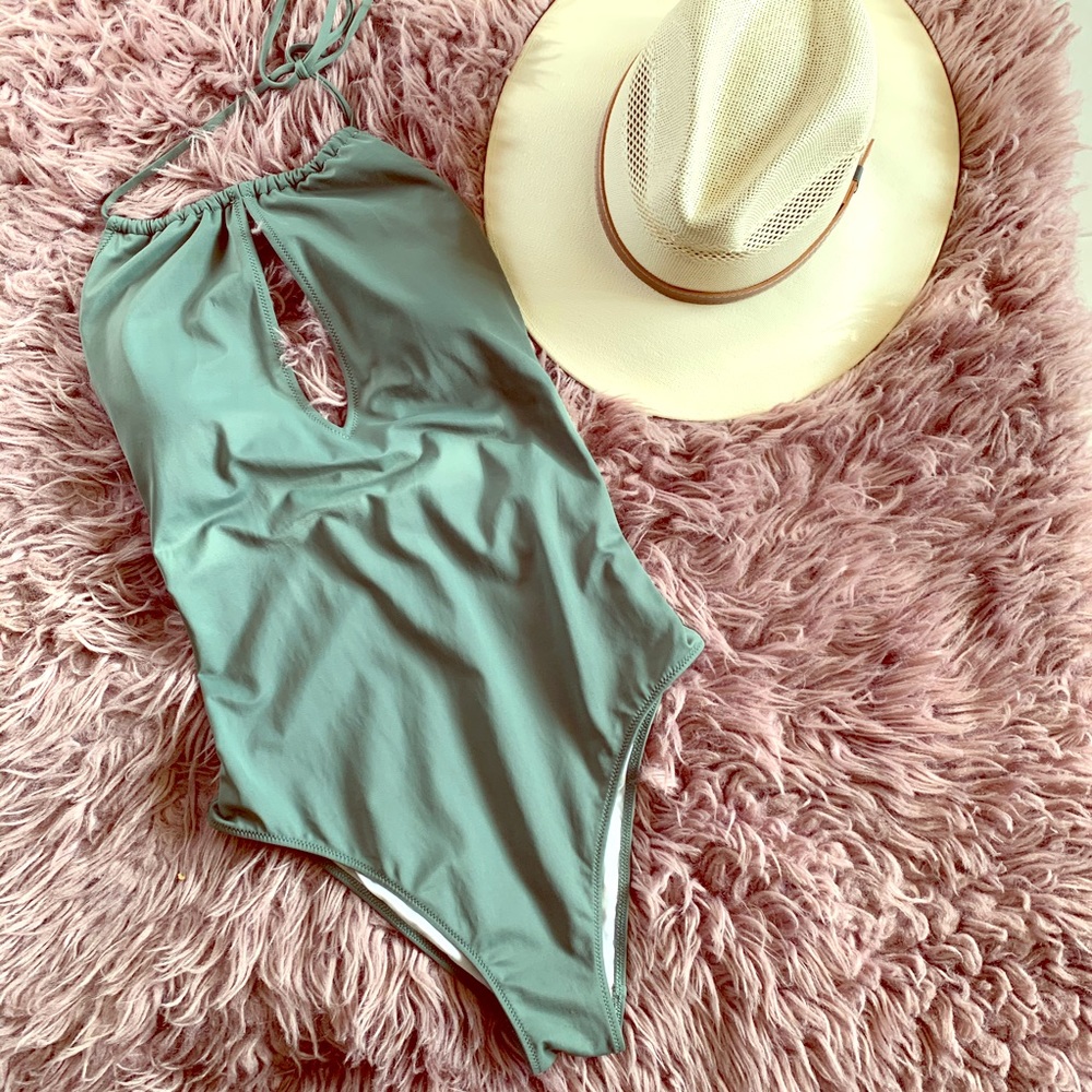 Green one piece bikini